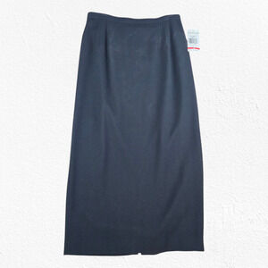 90s Vintage Gianni 100% Wool Black High Waist Midi Pencil Skirt Size 10 USA Made